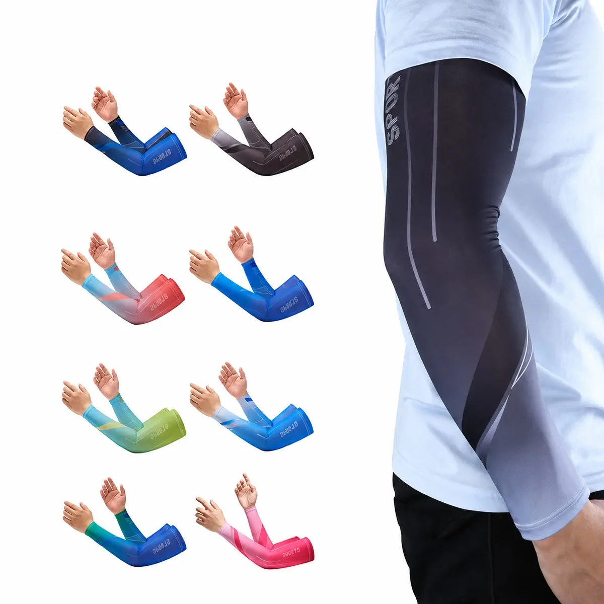 4/8 Pairs UPF 50+ Cooling Arm Sleeves, Unisex UV Sun Protection Compression Sleeves for Cycling, Running, Hiking, Golf, Gym and Outdoor Sports,sun protection sleeves