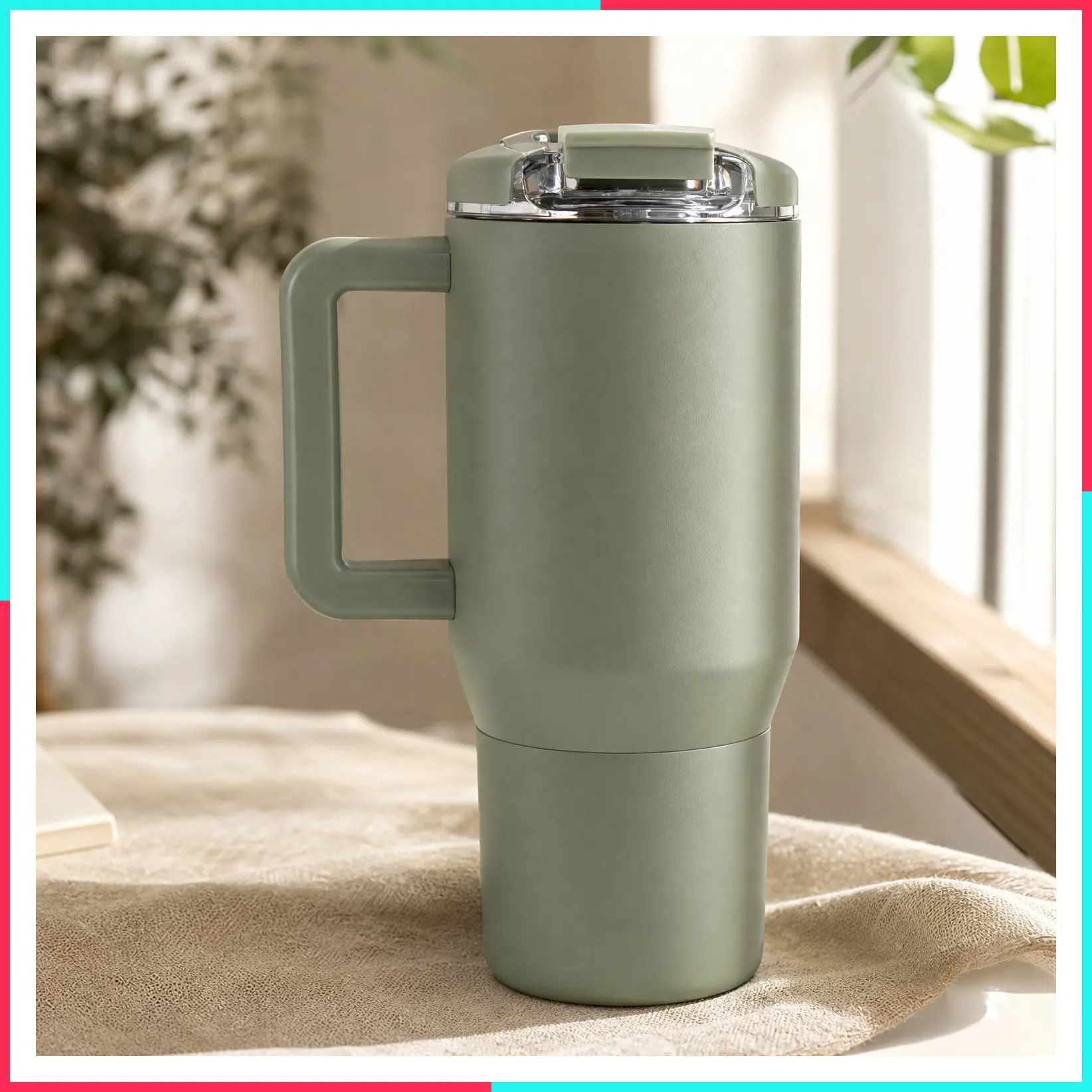 20oz Ceramic-Lined Coffee Traveler Mug with Handle, Courtyard