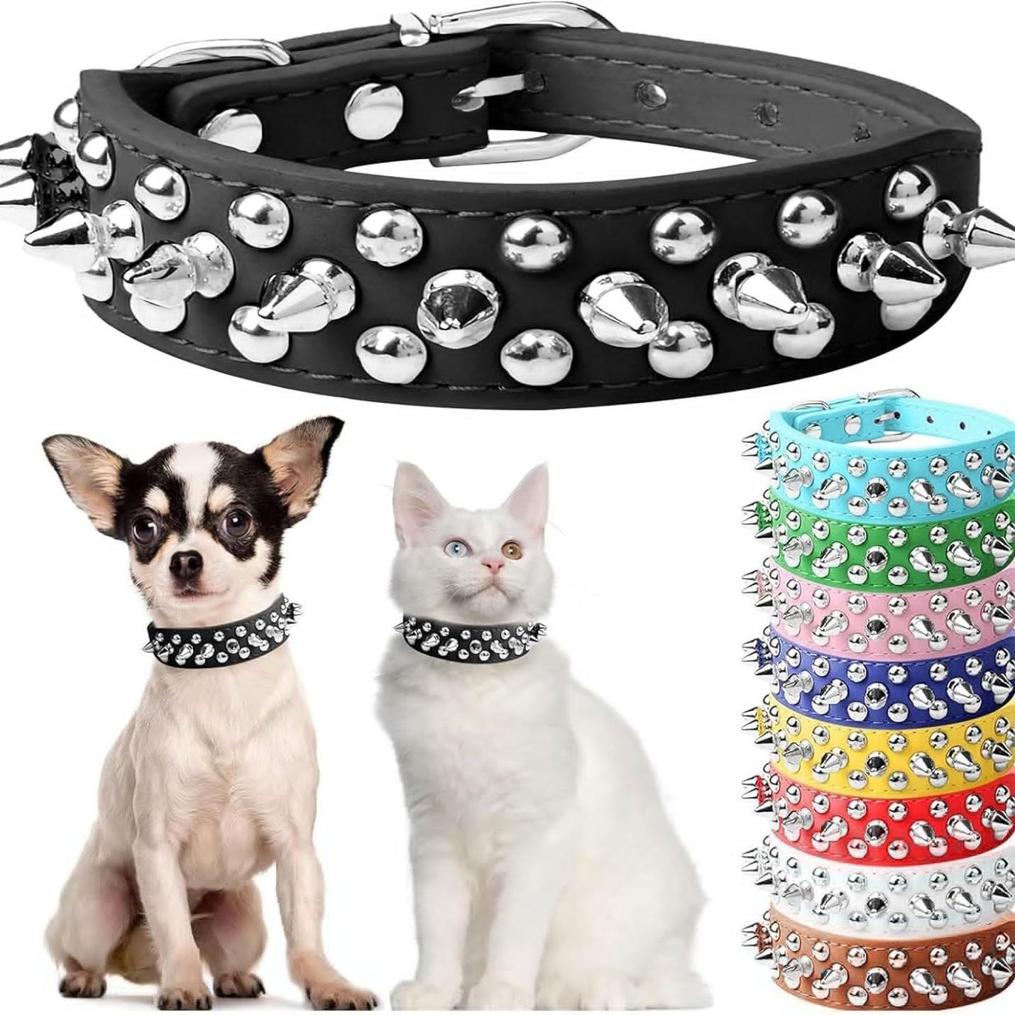 Dog Collar, Studded Anti-Bite Punk Pet Collar for Medium & Large Dogs, Durable Adjustable Heavy Duty Pet Neckwear, Trendy Gothic Accessories for Pitbull German Shepherd