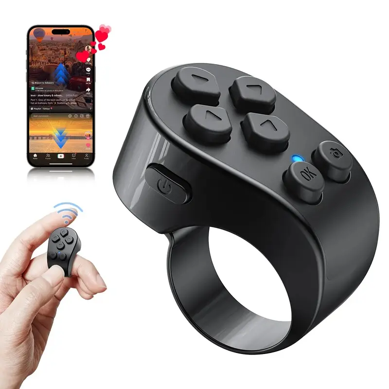 Aston Digital Scrolling Ring for TikTok, Wireless Remote Control Page Turner for iPhone Android, Phone Video Scroller, Page Turner for Kindle App, Camera Shutter Remote for Selfies, Short Videos, E-Books SummerWins