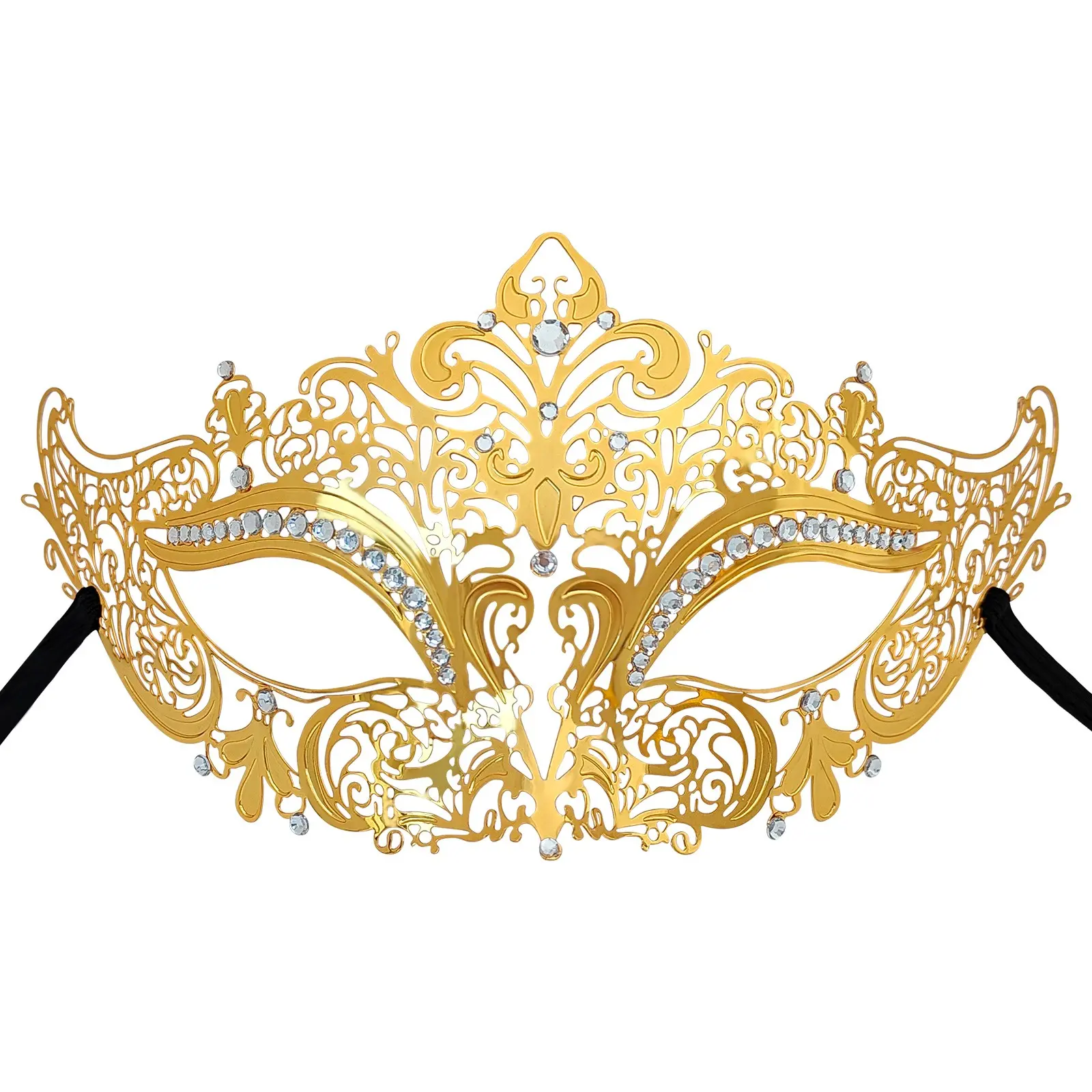 Gold Venetian Couples Masquerade Mask, 1 Piece His and Hers Masquerade Mask for Men Women, Luxury Crown Masquerade Mask for Prom, Halloween, Christmas