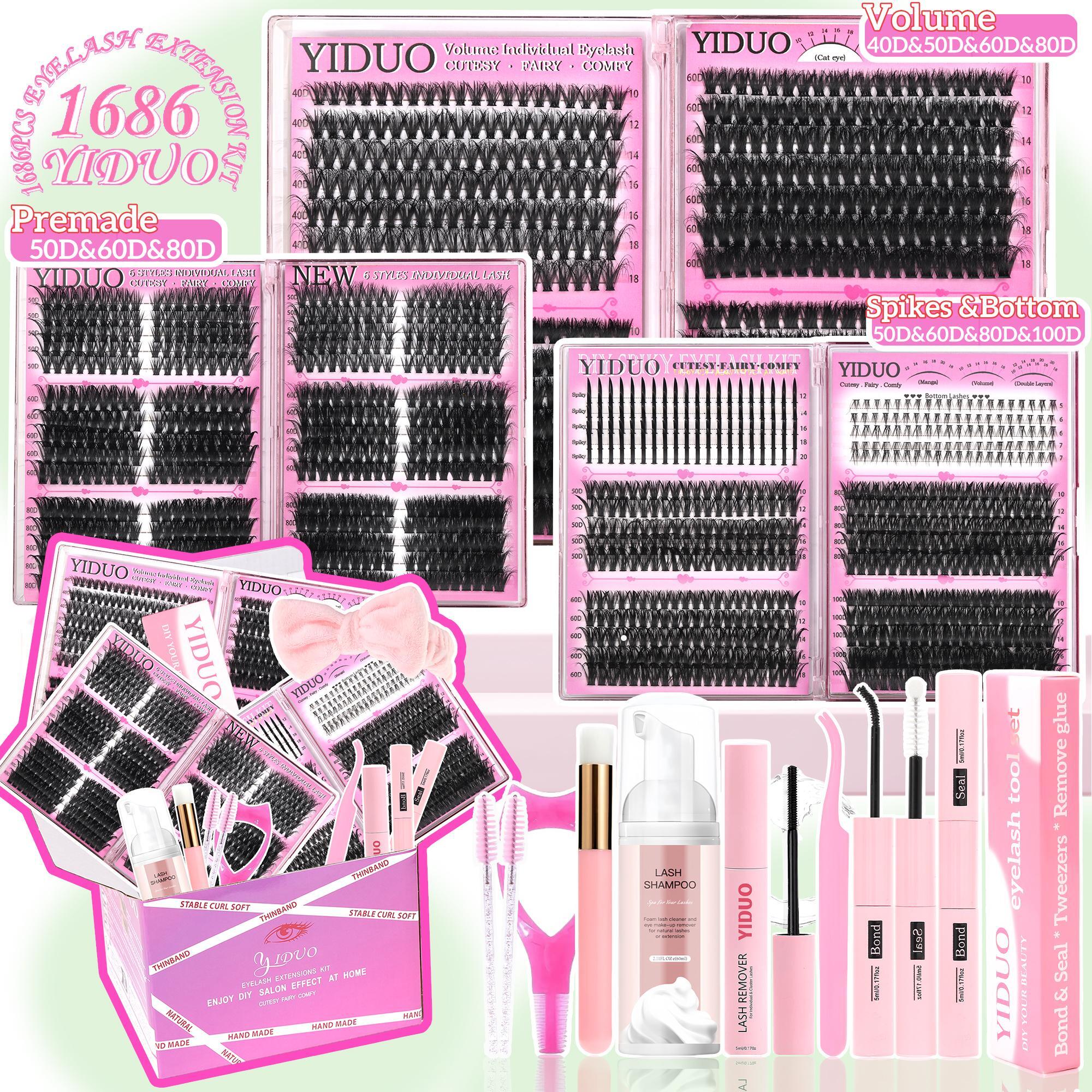 Lash Clusters Kit, Mega/ultra/Dramatic/Volume/Full/Spikes/ Bottom Lashes Clusters Kit WaterProof Lashwith Everything You Need for Beginners and Proficient, DlYat Home Easily, Soft comfortable Easy Apply Natural Lookfor Makeup Daily Life