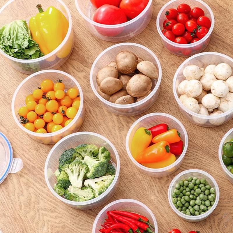 6-Pack Round Food Storage Boxes, Refrigerator-Specific Round Pastry Storage Boxes, Food Storage Containers, Simple, Clean, Hygienic, Stackable, Transparent, Leak-Proof Containers, Bento Boxes