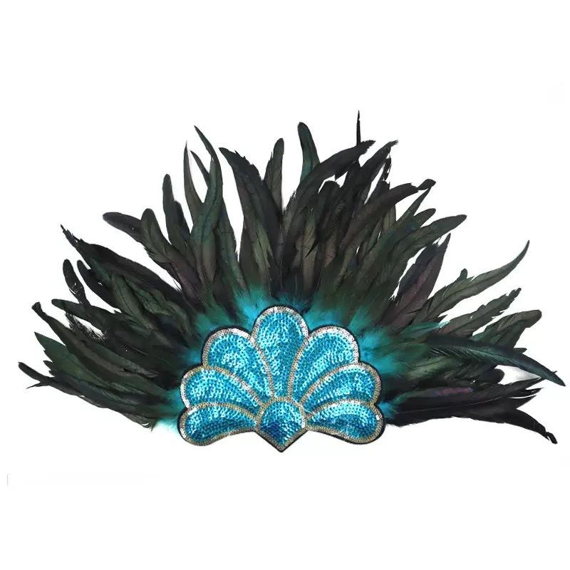 New Feather Headdress Indian Headdress Carnival Adult Show Performance Decoration Black