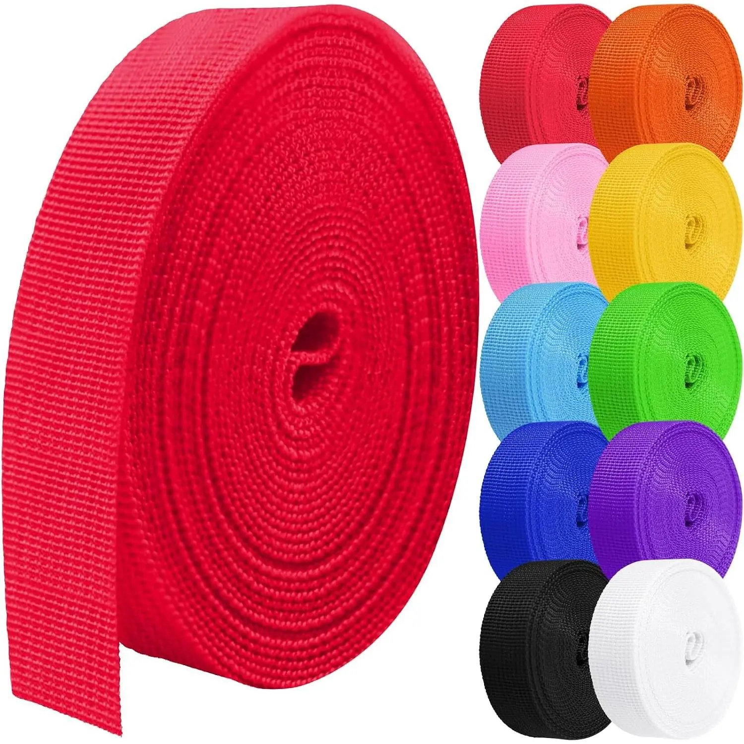 Polypropylene Webbing 1 Inch 1.5 inch 2 inch Nylon Webbing Straps, 5 10 25 50 100 Yards Webbing Strapping