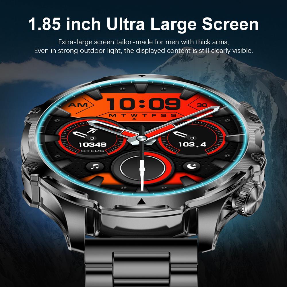 1.85-Inch Large-Screen Smartwatch with Call Answering, Calling, and Message Reminders, Wireless Multifunctional Smart Watch with Spare Silicone Band and Multiple Sports Modes for Men #GLOBAL PICKS