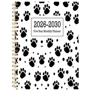 2026-2030 Monthly Planner/Calendar - January 2026 to December 2030, 5-Year Monthly Planner, Fun Dog Paw Print Themed Cover Design Notebook, Annual Calendar Planning, Monthly Tabs, 60-Month Calendar, 5.5 x 8.3 inches, Thickened Paper, Elastic Cover, Durabl
