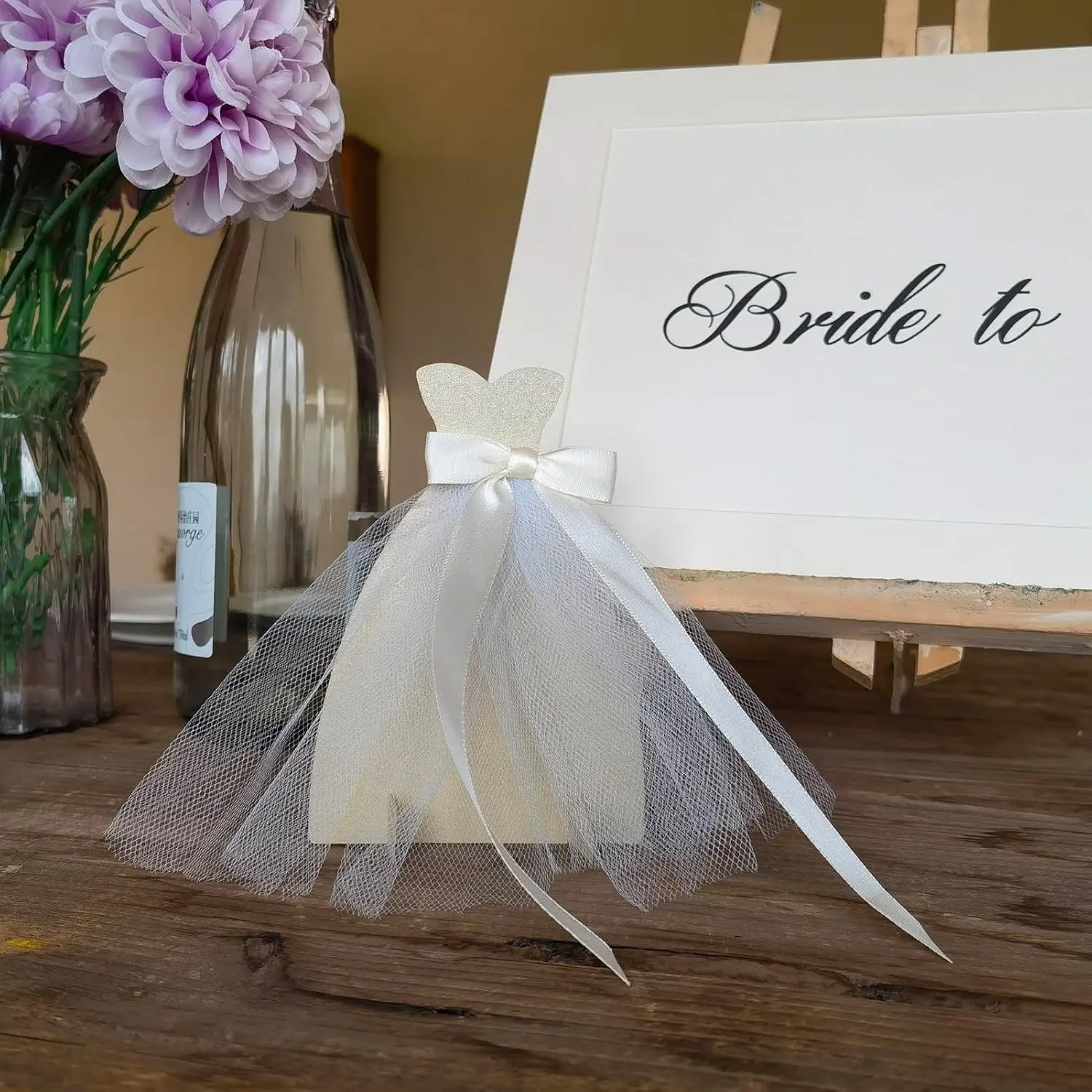 Standing Wedding Dress Bridal Shower Table Centerpiece Bride to Be Bachelorette Party Decorations