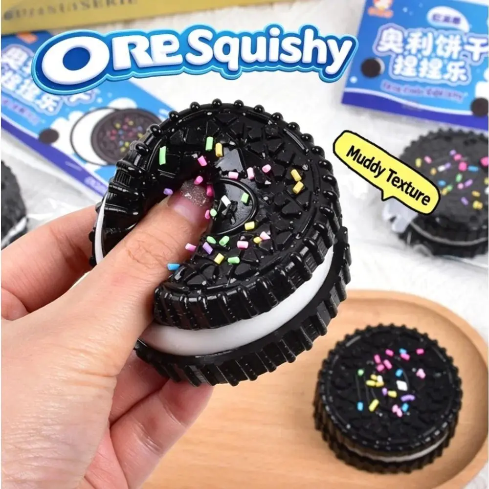 Simulation Oreo Stress Relief Squishy Toy. Creative Cookie Cake Super Soft Squeeze Toy. Sandwich Biscuit Antistress Gadget.