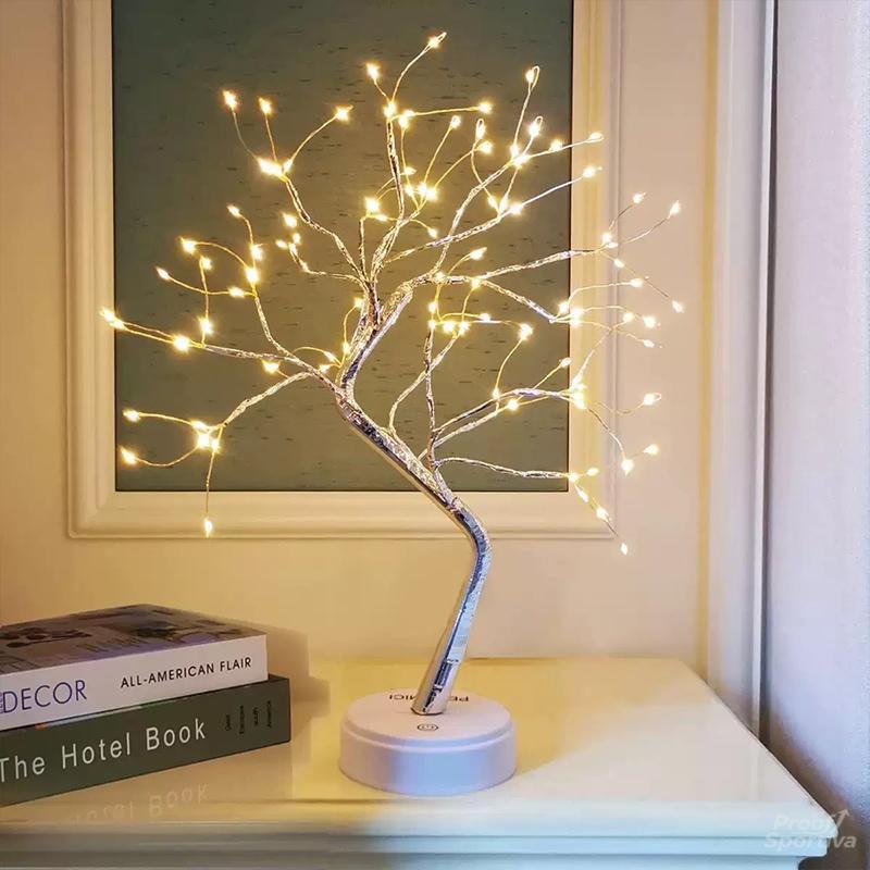 Exquisite Gold Leaf Tree Light with 72 LED Copper Wire String Lights Dual Mode Touch Switch for Valentine Room Bedroom Decorative Lamp