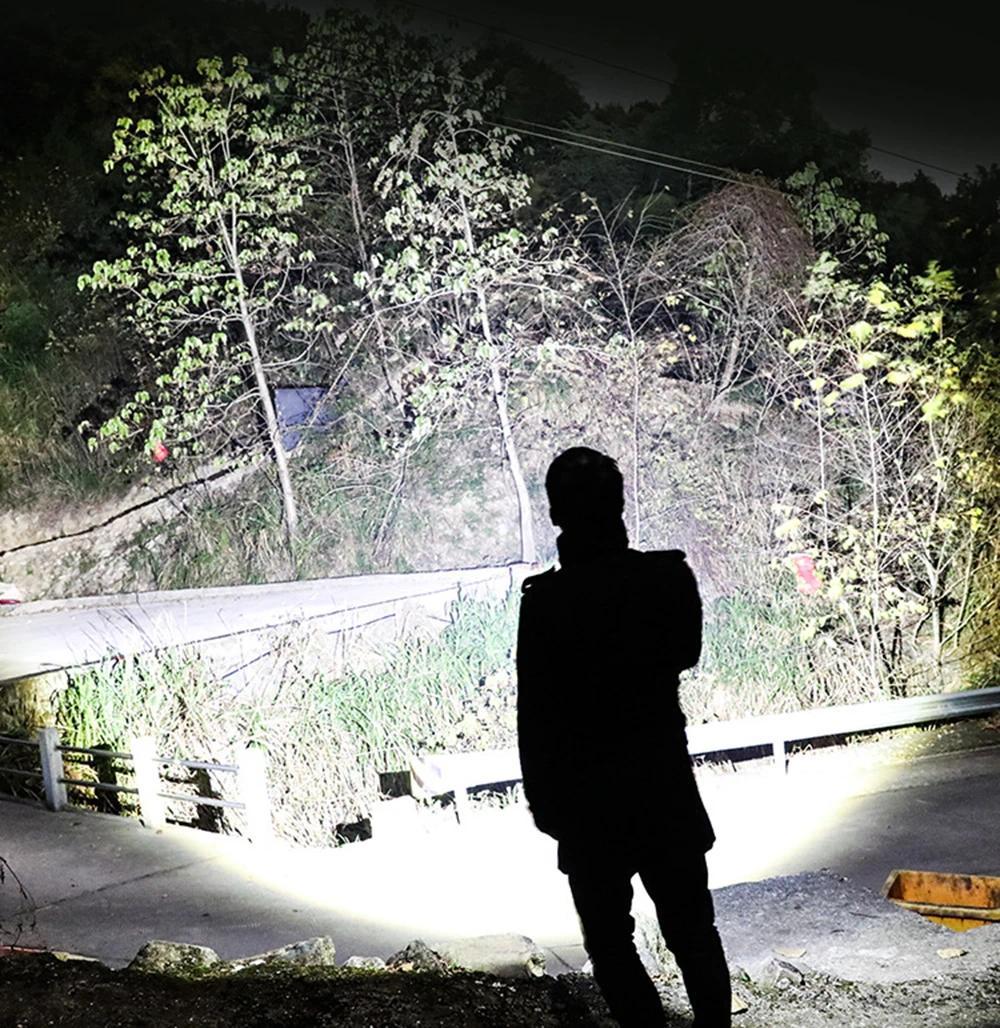 Strong Light Flashlight Portable Rechargeable Bright Household LED Lamp Built in Battery with Power Display