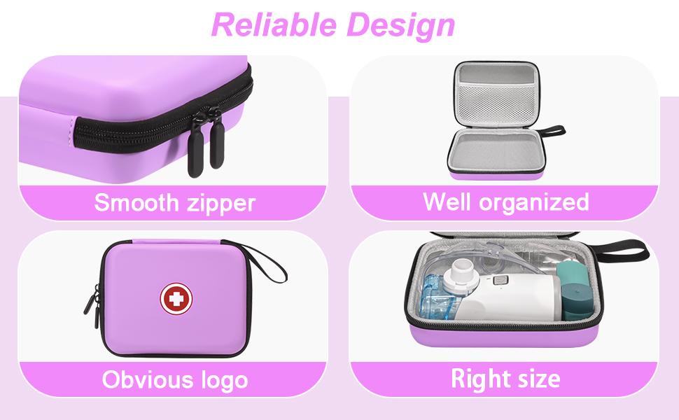 Carrying Case for Portable Nebulizer, Travel Medical Bag, Hard Emergency Medical Bag for Inhaler Spacer Case for Adults(Bag Only) (Purple)