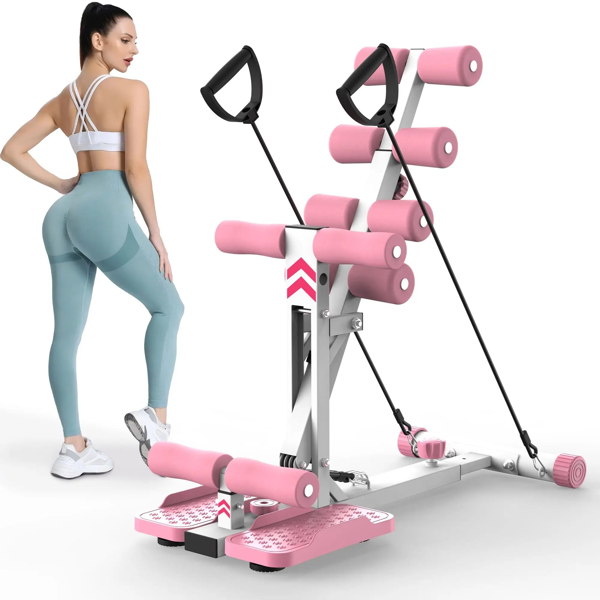 Home Squat Machine with Dynamic Resistance System & Resistance Bands - 300lbs Capacity, Ergonomic Design, Glutes/Core/Legs Trainer, Maximizes Muscle Engagement, Ideal for Home Gym & Apartment