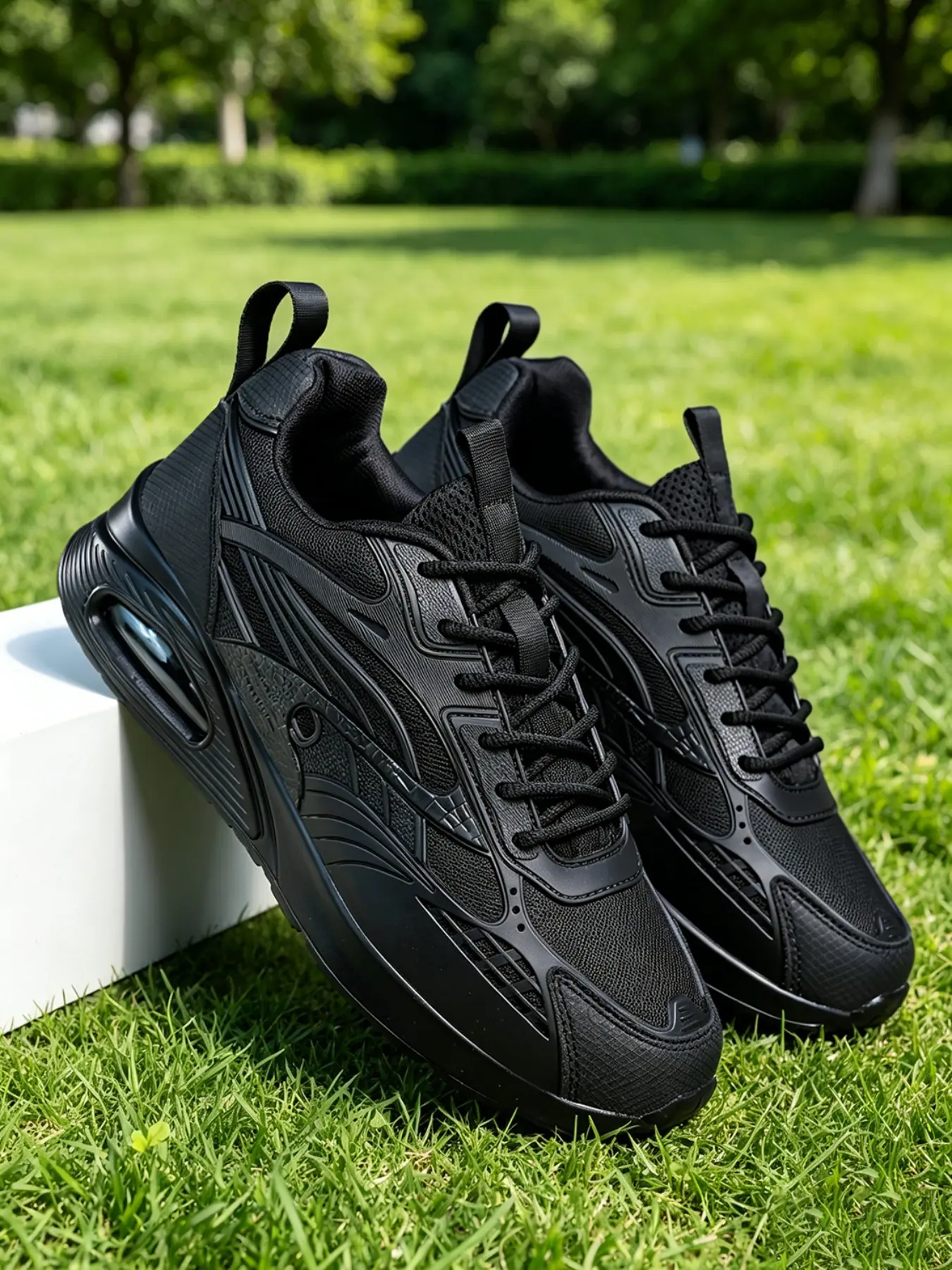 Men's Low Top Sneakers, Bubble Cushioning Sole, Lightweight Breathable Training Shoes, Retro Thick Bottom Dad Shoes, Casual Sporty Style
