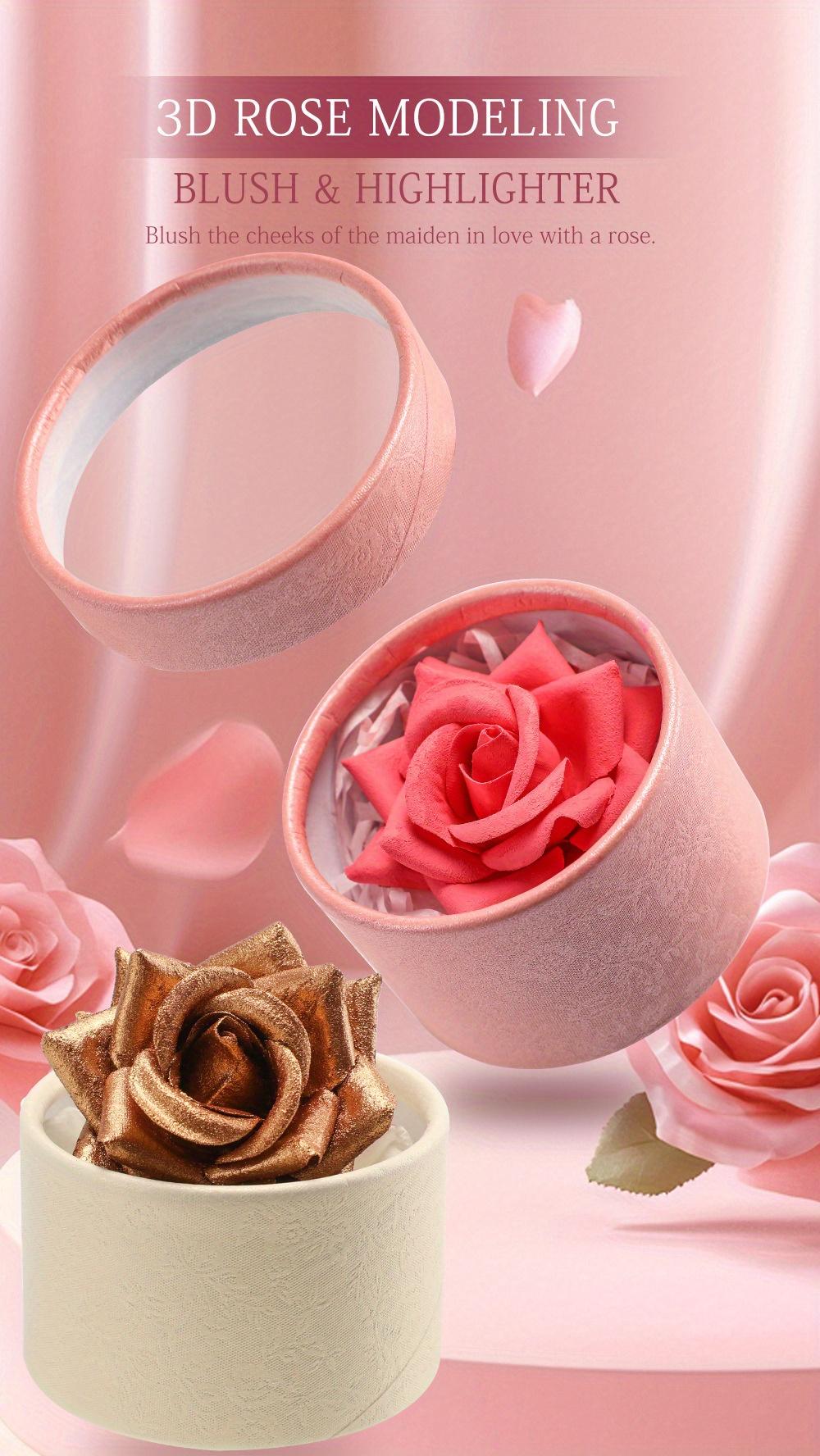 3D Three-dimensional Rose Highlight Powder Blusher High Gloss Glitter Improves The Look Nude Makeup Easy to Color Highlight Powder Face Contour Makeup Festival Party Music Festival Basic Makeup Valentine's Day Gift