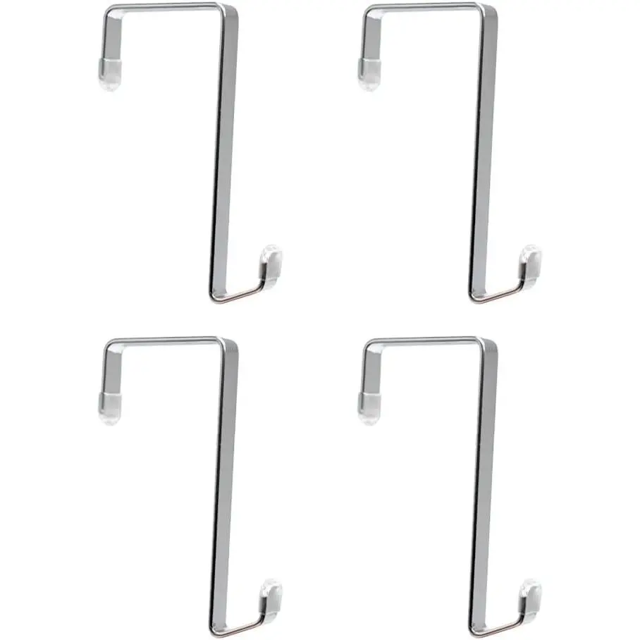 Heavy-duty Single Over Door Hooks, Stainless Steel Hanger Organizer for  Bag, Towel, Bath Robe, Shoe Rack, Fit 1-1/2" to /4", Rubber Protective ,   (, 4 Pack)