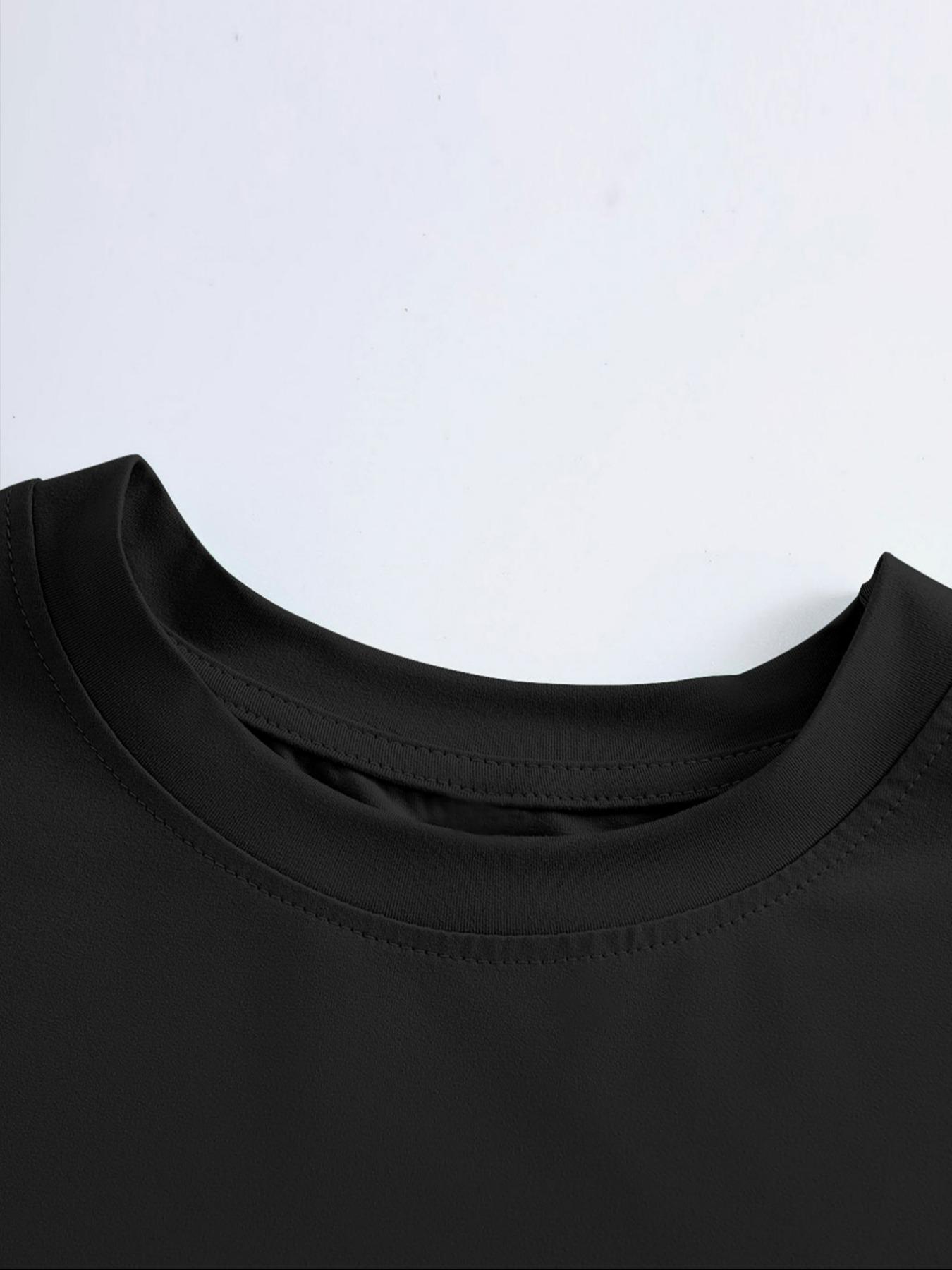 Unisex's Animal Cat & Letter Print Round Neck Tee, Fashion Casual Streetwear Crew Neck T-shirt for Daily Holiday Vacation Outdoor Wear, Unisex's Clothes for All Seasons