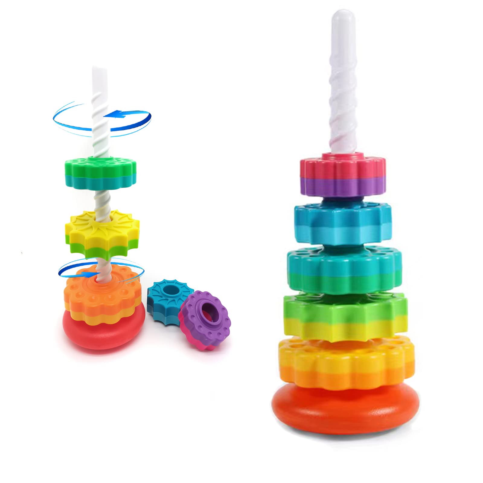 Spinning Stacking Toy, Shape Sorter, 1 Count Educational Teenager Toy, Stacking Rings Teenager Toy, Montessori Toy for Girls and Boys, Birthday Gift