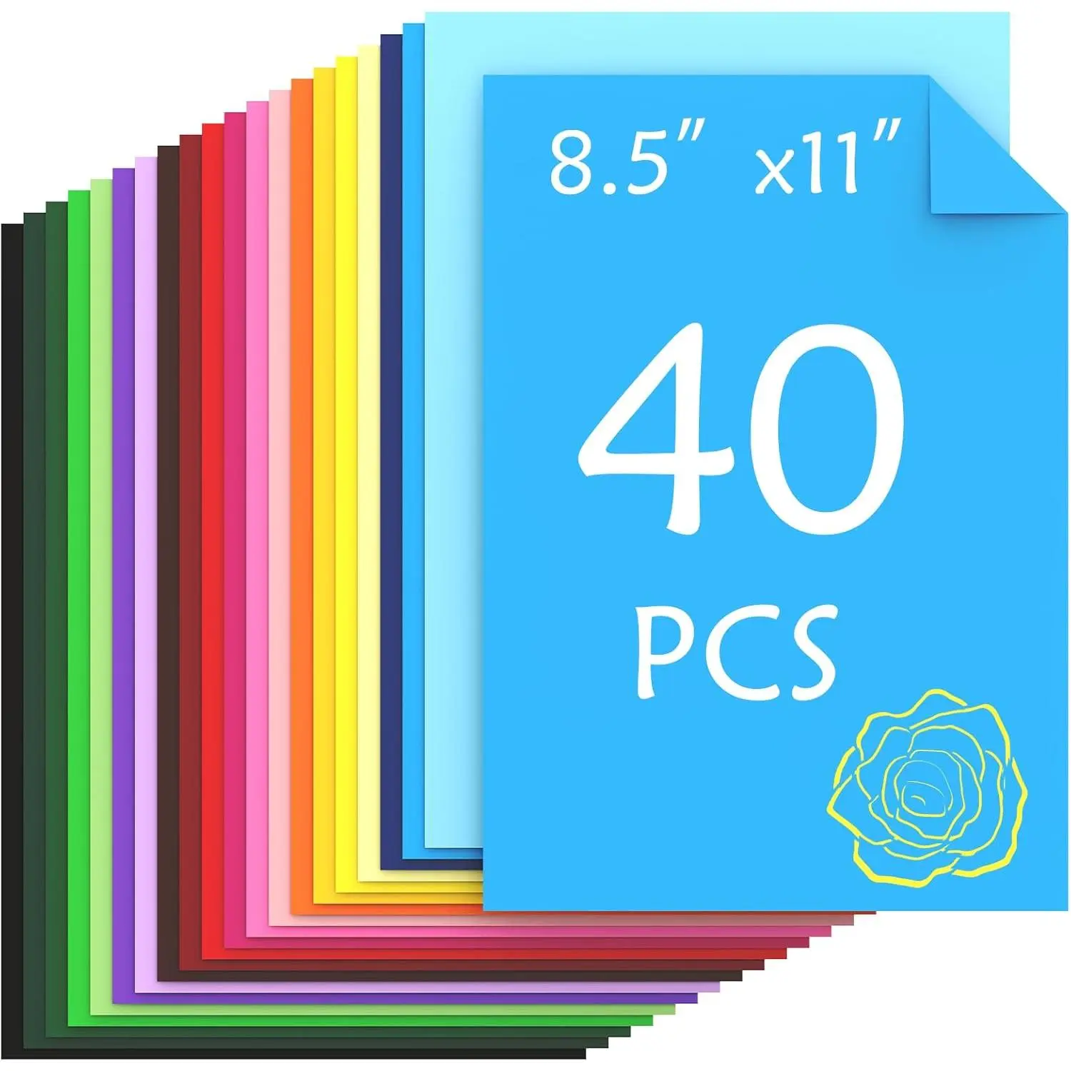 180gsm/65lb Colored Cardstock Craft Paper - 40 Sheets, 20 Assorted Colors, 8.5 x 11 Inches, for Crafting, Christmas DIY Card Making