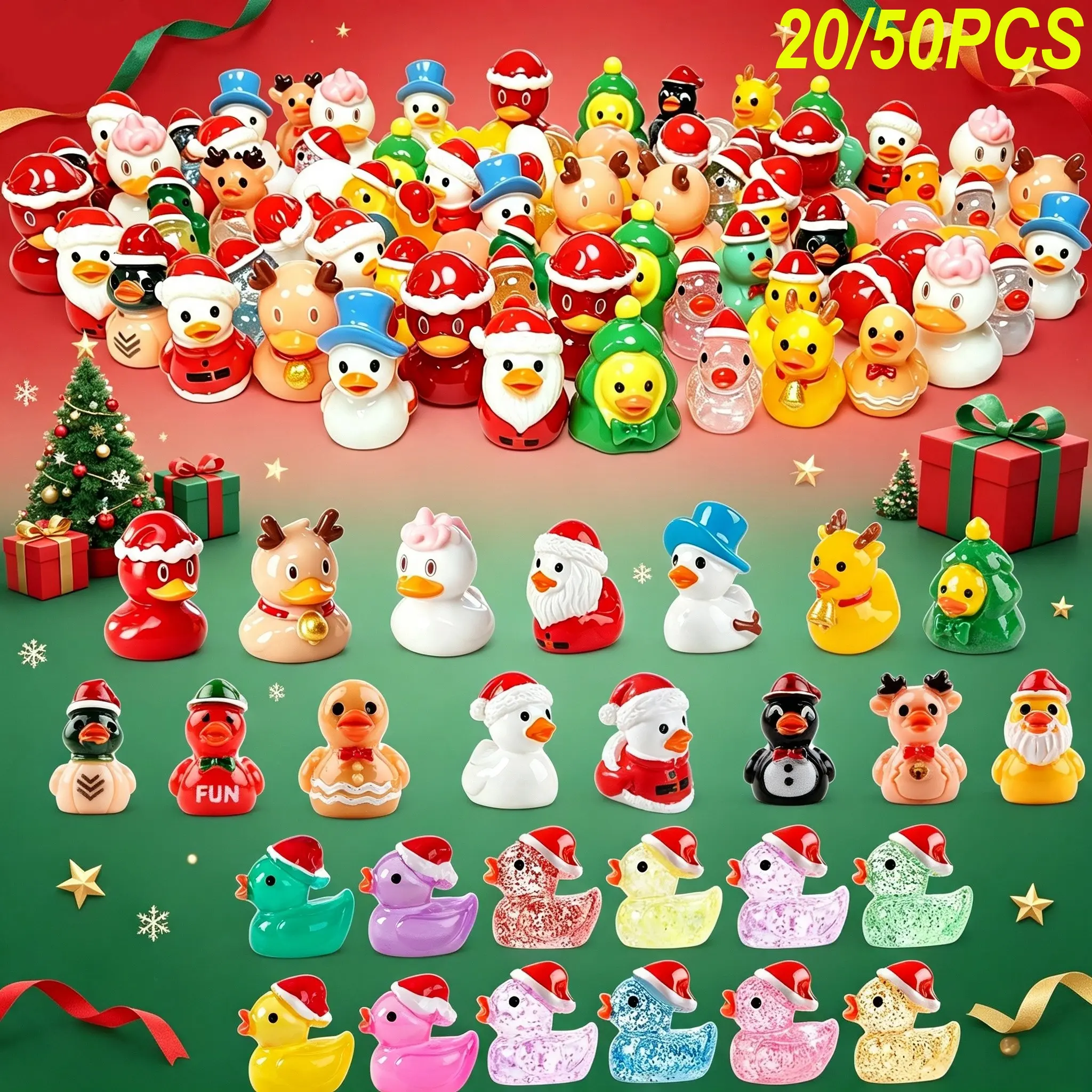 Mini Christmas Decorations, Santa Claus Reindeer Snowman Resin Ducks, Cute Desktop Garden Ornaments, Festive Party Gifts