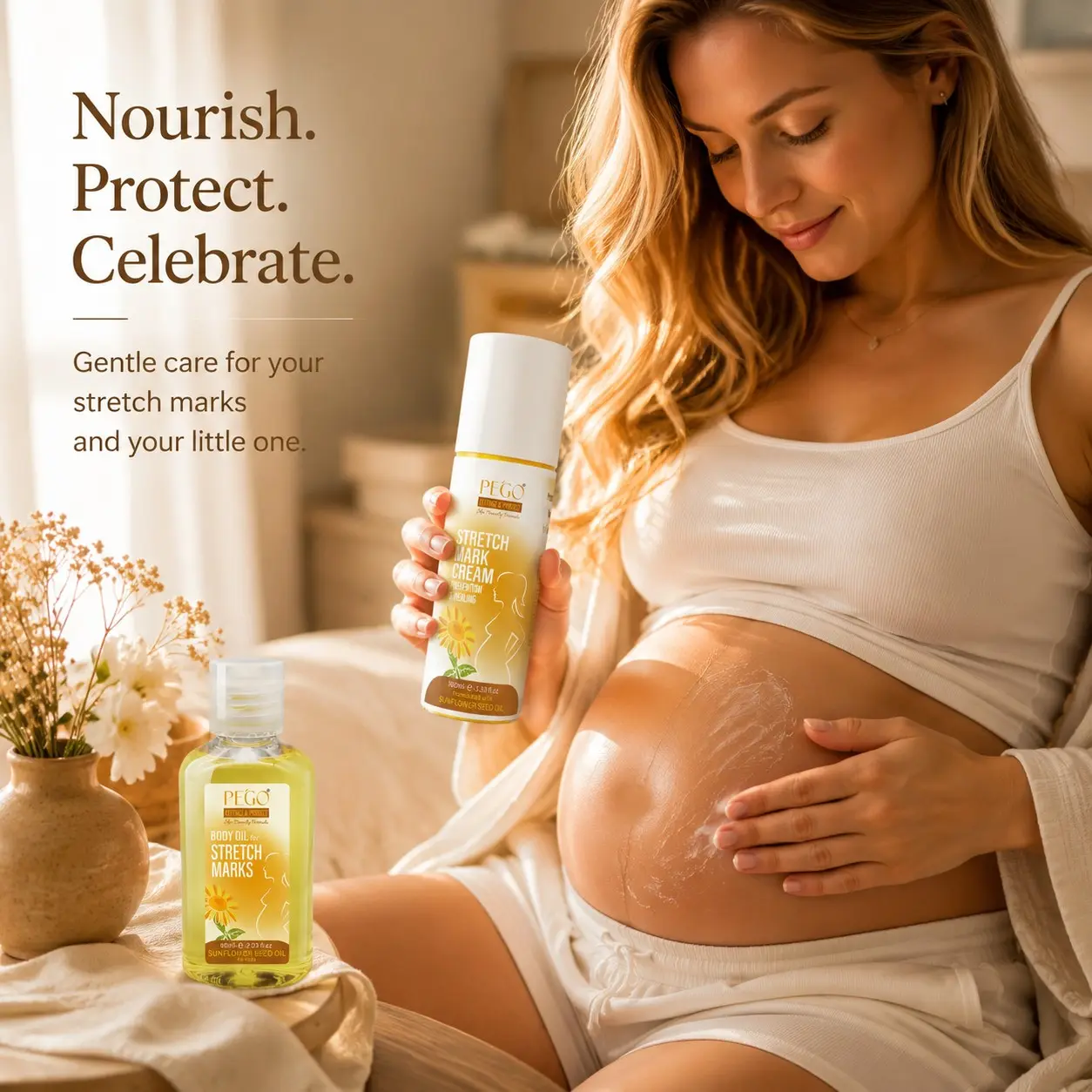 Pregnancy Stretch Mark Care Kit, Includes Stretch Mark Repair Cream and Massage Oil, Reduces Stretch Marks, Boosts Skin Elasticity, Ideal Maternity Gift, Pregnancy Must Haves