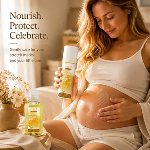 Pregnancy Stretch Mark Care Kit, Includes Stretch Mark Repair Cream and Massage Oil, Reduces Stretch Marks, Boosts Skin Elasticity, Ideal Maternity Gift