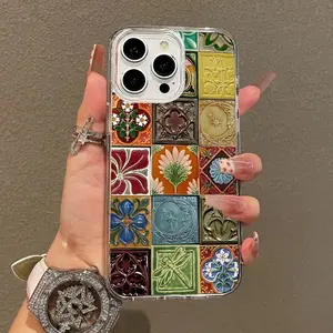 Magnetic Phone Case, Artistic Vintage Tile Pattern | Lightweight, Shockproof, Trendy & Playful, Compatible with Popular Smartphones