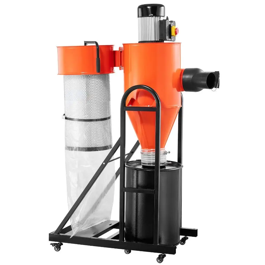 VEVOR Dust Collector, 763 CFM 1 Micron Cyclone Dust Collector, 1.5HP Dusts Collection System with 12.5-Gallon Dust Collector Bag Base Stand, Smart Cyclone Separation, Dusts Separator for Woodworking