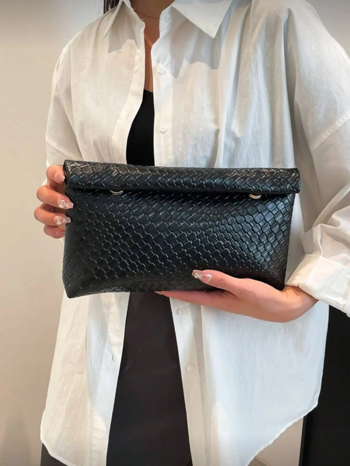Fashionable Solid Color Handbag, Large Capacity Flap Magnetic Closure Mini Bag, Crocodile Pattern Women's Purse, Multi-Functional Evening Bag for Parties Travel Shopping