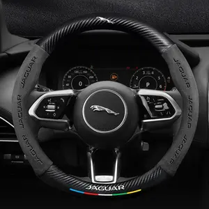 Car Steering Wheel Cover Carbon Fiber Leather, for Jaguar Xf X250 Xe E Pace, Auto Interior Accessories, Luxury Car Accessory