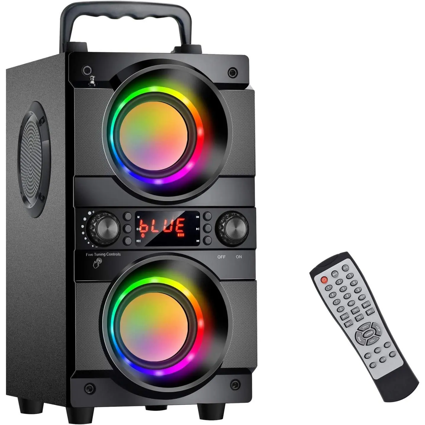 60W (80W ) Portable  Speaker with Double Subwoofer Heavy Bass,  5.0  100ft Outdoor Speaker, Support FM Radio, LED Colorful Lights, Stereo Sound, for , Party, Travel