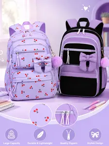 Velvet Fabric Backpack for Students, Large Capacity Shoulder Bag for Middle School & High School, Casual Lightweight Camping Travel Backpack