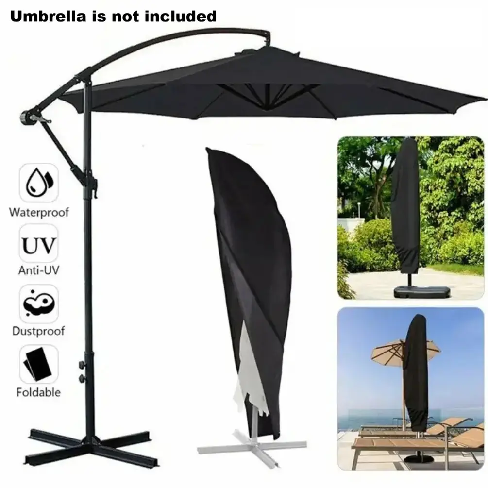 11 ft Cantilever Umbrella Cover, Patio Cover Heavy Duty Oxford Fabric, Waterproof Anti UV Wind, Market Umbrella with Zipper, Garden Cover Fit for 7.5ft to 11.5ft, Outdoor Umbrella Cover