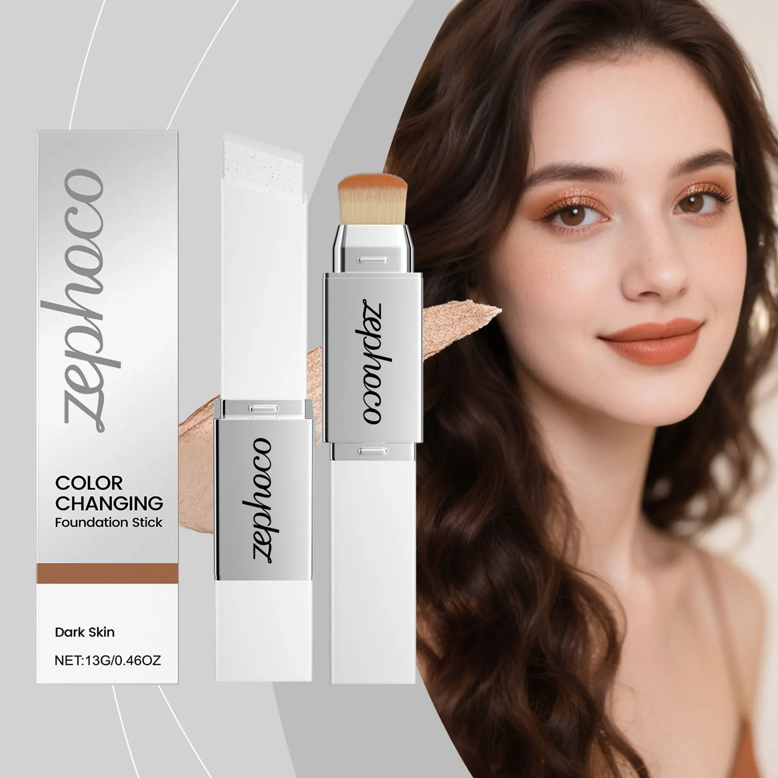 Color-Changing Concealer Stick with Blending Brush, Hydrating Cosmetic for a Smooth, Natural Matte Finish and Sheer Coverage, Hydrate, Makeup, 13G, All Skin Tones