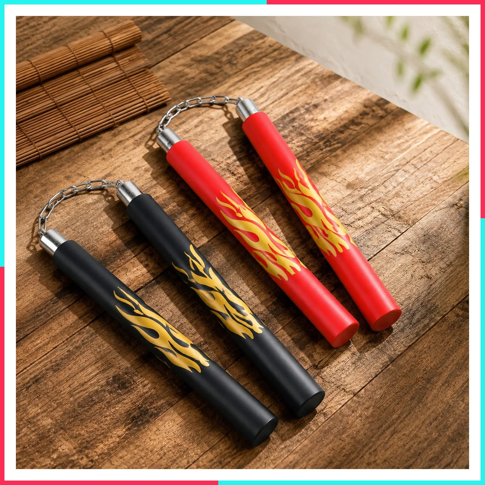 Pack of 2 Nunchucks with Storage Bag – Safe Foam Rubber & Steel Chain Training Nunchakus for Kids, Adults & Beginners – Martial Arts Practice Ninja Foam Nunchaku