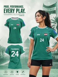Jako Style Iraq Women's Soccer Jersey, Breathable Quick-Dry Field-Specific Football Shirt, National Team Support Sports T-Shirt