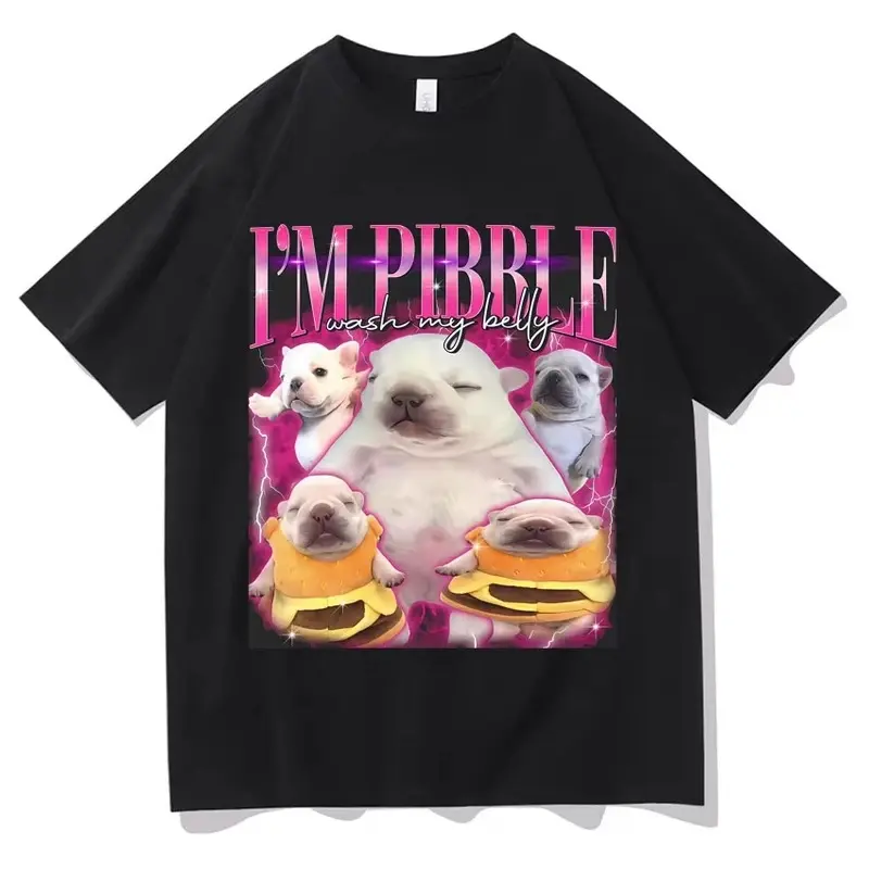 Funny Pibble Wash My Belly Dog Meme T Shirt Men Women Harajuku Comfort T-Shirt Short Sleeve Daily Wear Casual Clothing