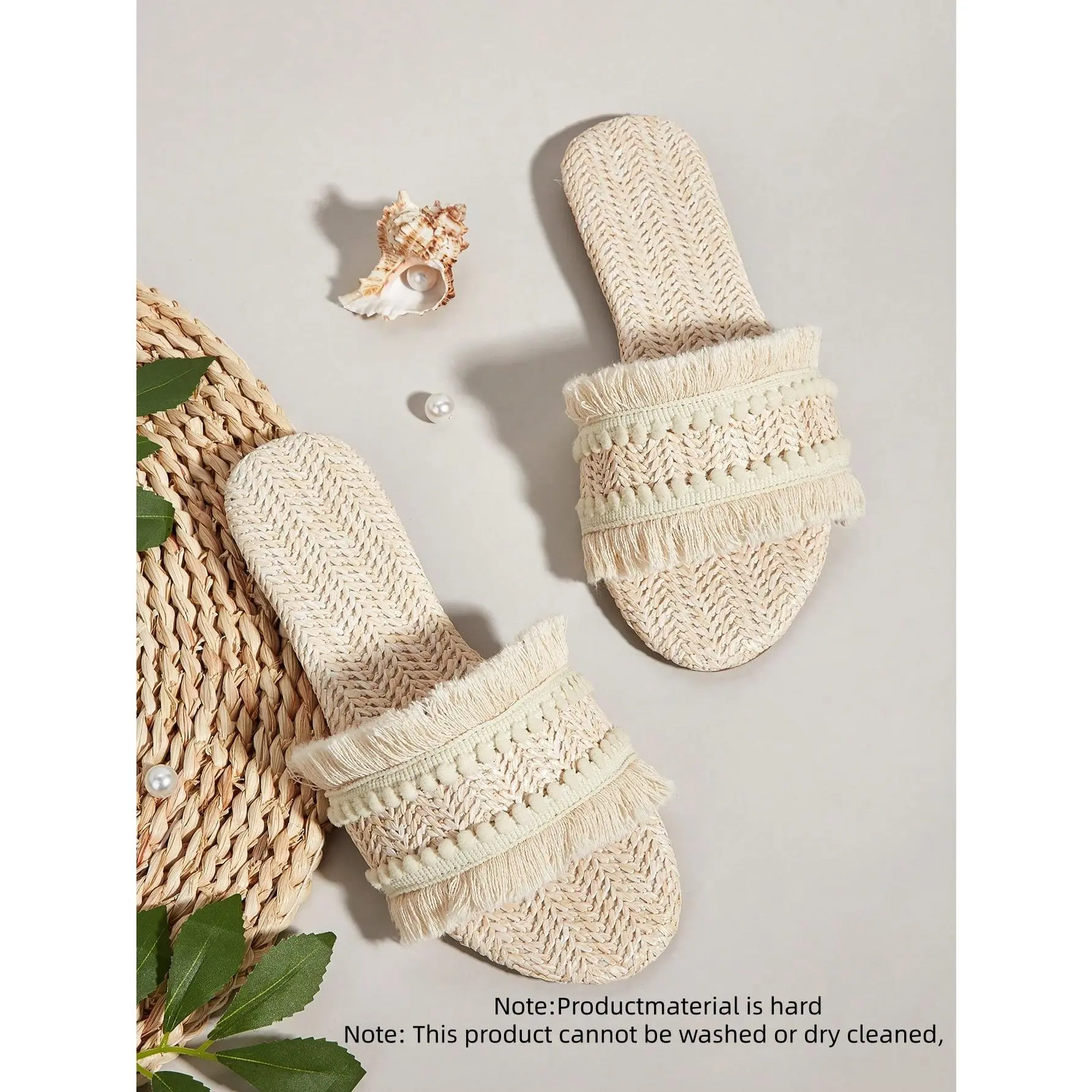DealsForYouDays Fringe Straw Sandals Crochet Open Toe Single Band Flat Slip On Summer Dressy Sandals