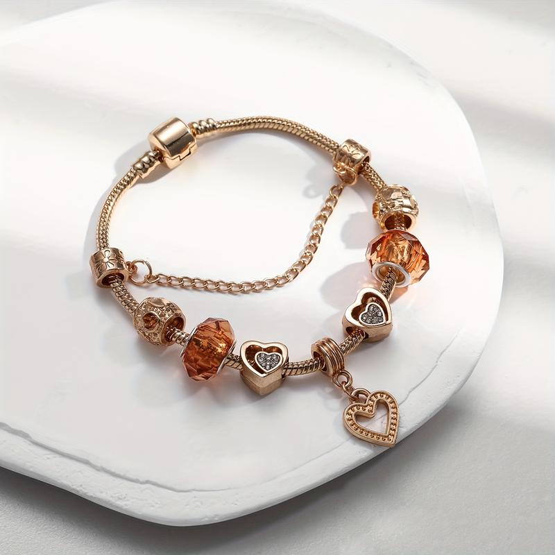 Elegant Adjustable Charm Bracelet for Women - Handmade Beaded Heart Pendant Non-Tarnish Fashion Jewelry SpringStatements
