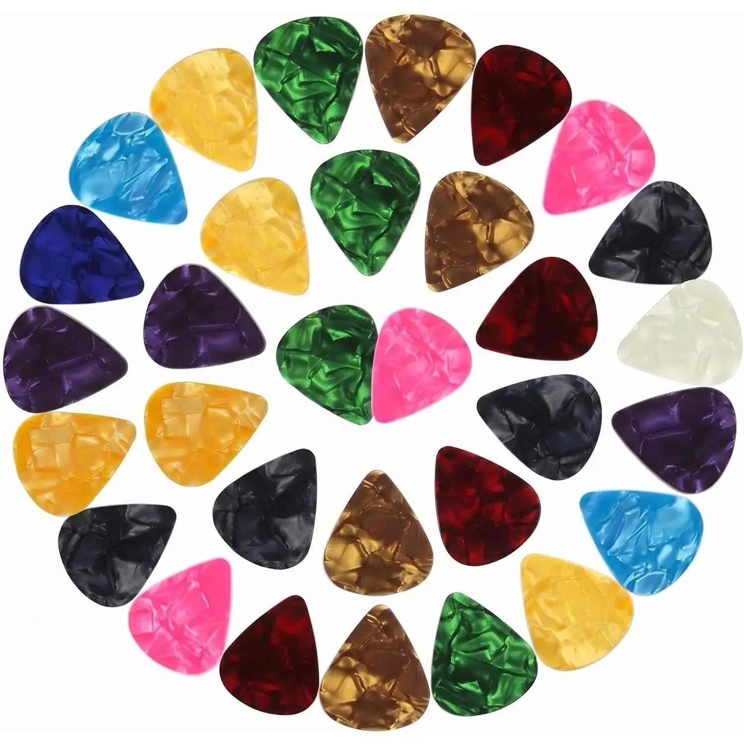 Guitar Picks Thin Light Soft Gauge   Variety Pack Celluloid - 50 count  Colorful - Plectrums for  Acoustic Guitar, Bass and Electric Guitar - 0.46mm