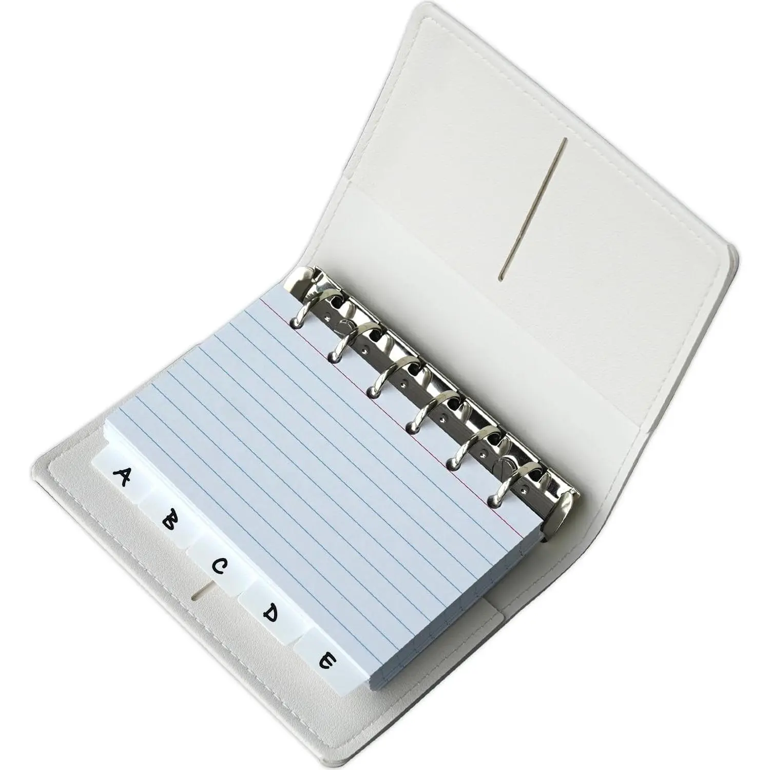 3x5 Lined Index Cards with Ring Binder Holder and Dividers, 100 Note Cards, White