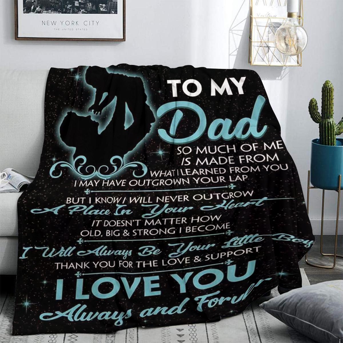 To My Dad Letter Print Soft Blanket, 1 Count Comfortable Throw Blanket, Air-conditioned Room Blanket, Warm Nap Blanket for Home & Office, Gift for Dad