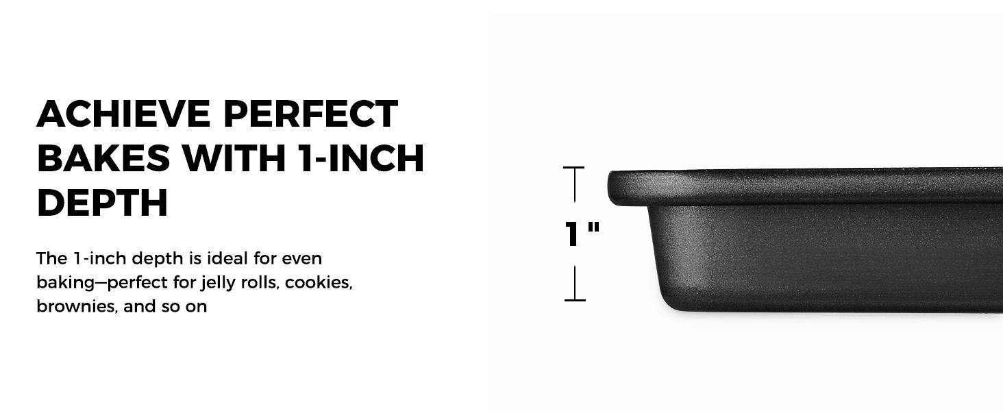 Cookie Sheets for Baking Nonstick  Baking Sheet Pan Set of 3, Half/Quarter/Jelly Roll Pan for Oven with Diamond Texture Pattern, 57% Thicker Carbon Steel Cookie Trays, Black