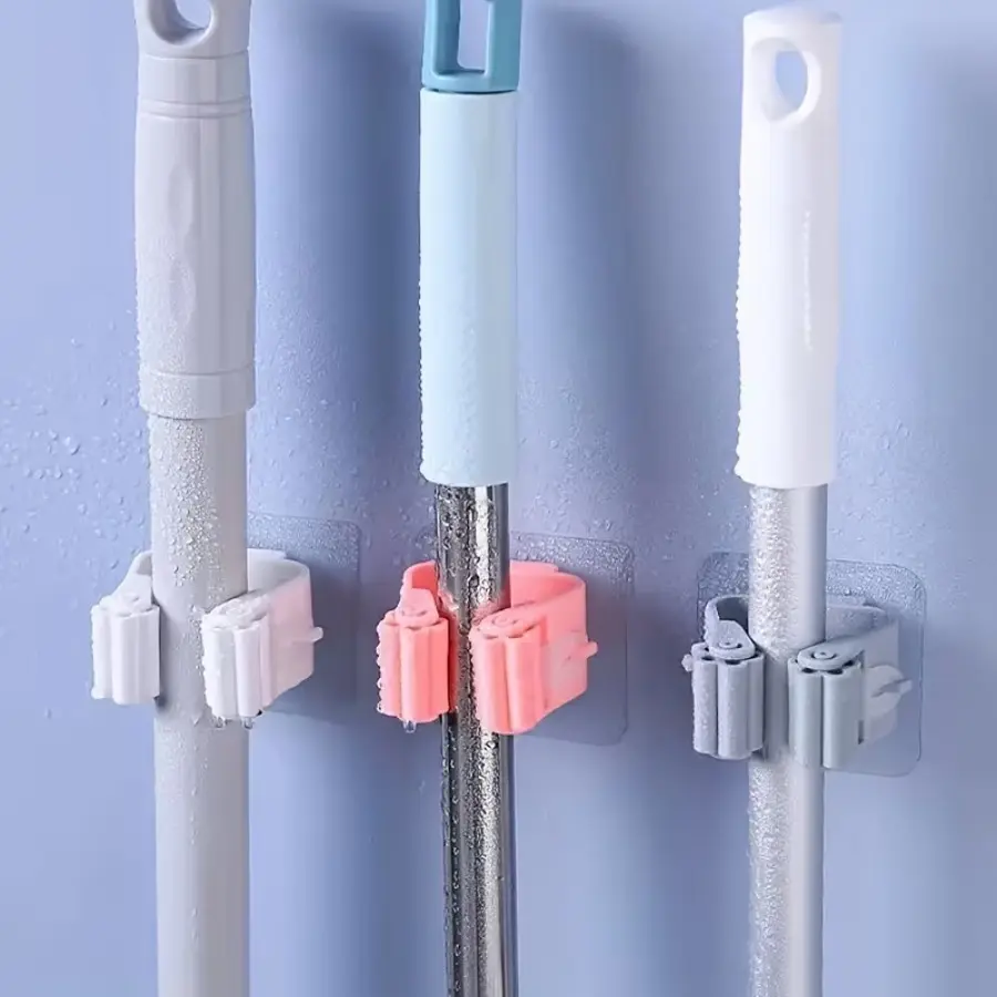 8 Piece Mop and Broom Holder Hook, Wall Mounted Broom Clip, Self-adhesive Mop and Broom Holder, Detachable Waterproof and Anti Slip Practical Hook, Suitable for Storage and Organization in Homes, Bathrooms, Kitchens, Gardens, and Garages