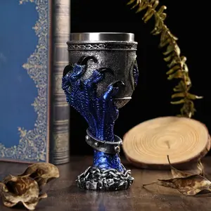 Nordic mythology dragon wine glass 3D resin stainless steel cocktail glass red wine glass 3D three-dimensional eagle claw cup ornament