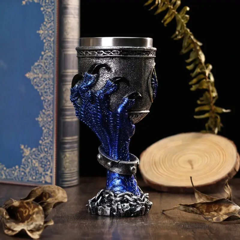 Nordic mythology dragon wine glass 3D resin stainless steel cocktail glass red wine glass 3D three-dimensional eagle claw cup ornament