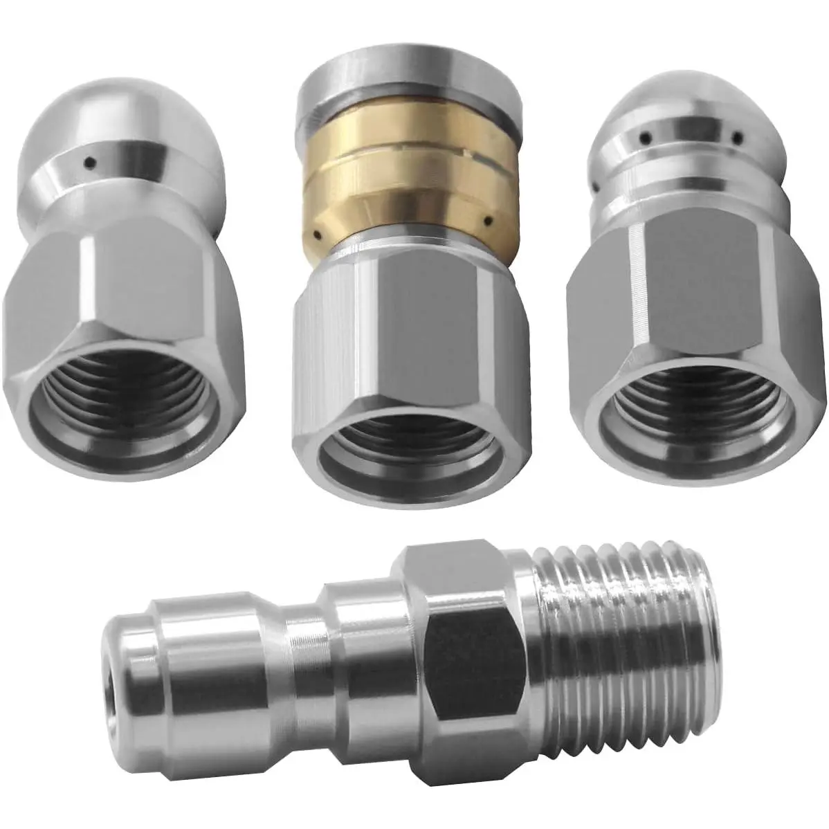 Washer Sewer Jetter Nozzle Stainless Steel Button Nose Jet Nozzle, Rotating Flat Jetting Nozzle, Drain Jet Hose Nozzle for Cleaning Sink Drain Pipe 5000PSI