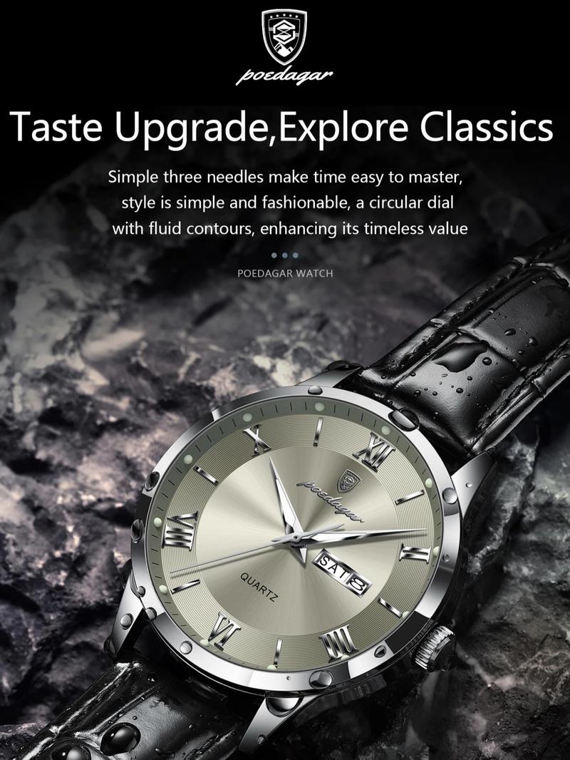 Men's Business Fashion Round Dial Analog Quartz Watch, Fashion Watch for Party, Daily Clothing Decor, Trendy All-match & Exquisite Watch for Birthday Gift with Box, Business Fashion Watches