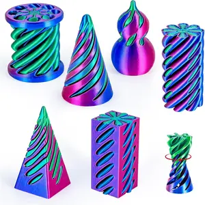 3D Printed Fidget Toys (6 Pack), Impossible Cone & Pyramid Spiral Toy, Optical Illusion Passthrough Desk Toys for Adults & Kids, Stress Relief Sensory Fidgets for Anxiety, Cool Office Gifts, Pack1fidget toys