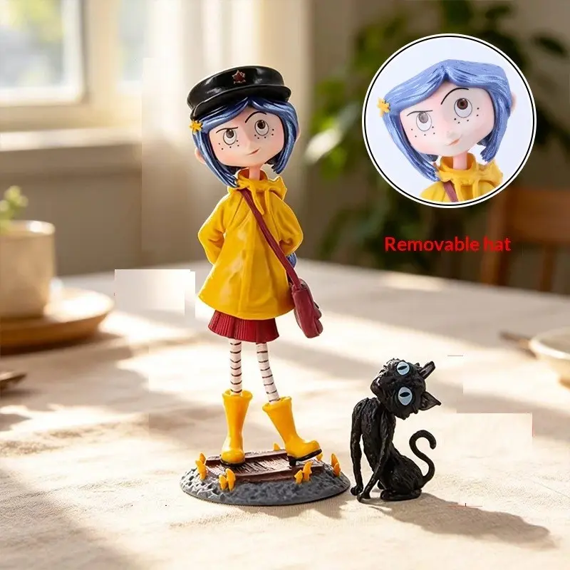 Ghost World Caroline + Black Cat Q Version Doll, Anime Model Statue, Movie Figure, Desktop Decor, Trendy Collectible Figurine